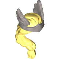Hair and Crown, Long Braid, Flat Silver Crown Pattern Bright Light Yellow
