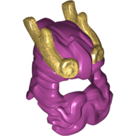 Hair and Crown, Long Curly with Beard, Golden Crown print Magenta