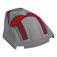 Large Figure Face 4 × 5 × 1 2/3 with Helmet, Red Visor, Dark Red Stripes (Ant-Man) print Flat Silver