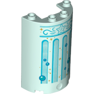 Cylinder Half 2 × 4 × 5 with 1 × 2 Cutout and Columns, Stars, and Bubbles Print Light Aqua