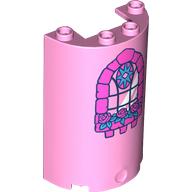 Cylinder Half 2 × 4 × 5 with 1 × 2 cutout with Dark Pink Window print Bright Pink