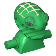 Minifig Head Special, Frenzy with Lime Eyes and Open Jagged Mouth, Torso Extension with Handles Green