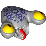 Minifig Head Special, Alien with Tongue and Yellow Eyes, Dark Purple Scales Print (Squidtron) Light Bluish Gray