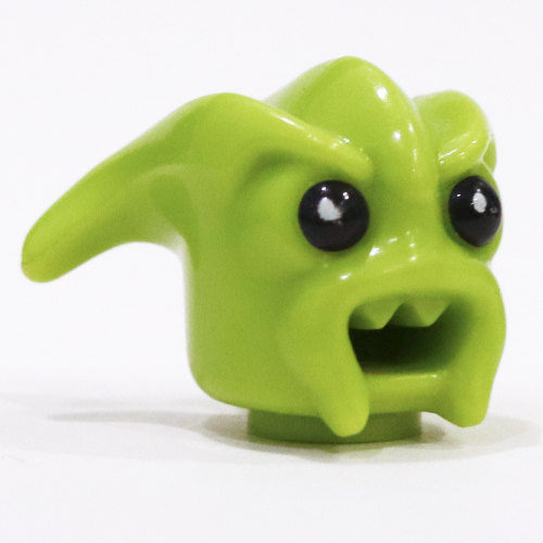 Minifig Head Special, Kranxx with Black Eyes and Open Mouth Print Lime