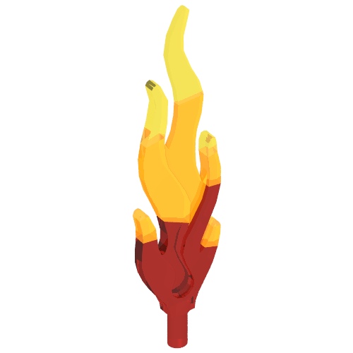 Wave / Flame Rounded Large with Marbled Trans-Orange Pattern Transparent-Rot