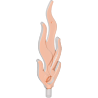 Wave / Flame Rounded Large with Marbled Trans-Brown Pattern Transparent-Neonorange