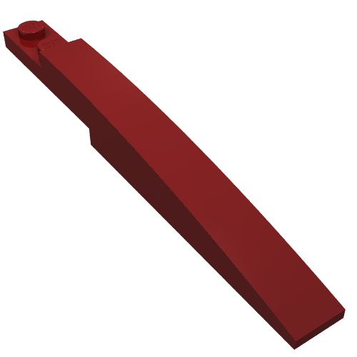 Brick Curved 10 × 1 [Asymmetric Inside Ridges] Dark Red