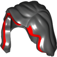 Hair Mid-Length with Part over Front of Right Shoulder with red stroke Black