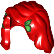 Hair Mid-Length with Part over Front of Right Shoulder and Green Plant Leaves Print Red
