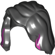Hair Mid-Length with Part over Front of Right Shoulder and Magenta Highlights Print Black