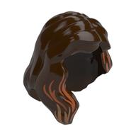 Hair Mid-Length with Part over Front of Right Shoulder and Nougat/Medium Nougat Streaks print Dark Brown