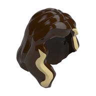 Hair Mid-Length with Part over Front of Right Shoulder with Tan Streak print Dunkelbraun