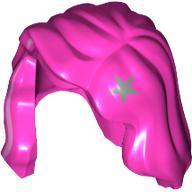 Hair Mid-Length with Part over Front of Right Shoulder and Silver Star Print Dark Pink