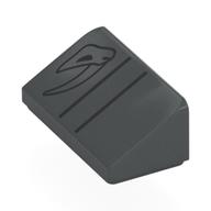 Brick Sloped 30° 1 × 2 × 2/3 with Black Mudhorn Skull Symbol print Dark Bluish Gray