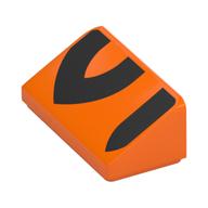 Brick Sloped 30° 1 × 2 × 2/3 with Black Tiger Stripes Print Orange