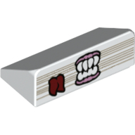 Brick Sloped 30° 1 × 2 × 2/3 with Bookmark, Teeth with Gums print Weiß