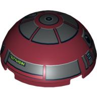 Dome Hemisphere 4 × 4 with R4-P17 Astromech Droid Print Dark Red