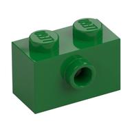 Brick Special 1 × 2 with 1 Center Stud on 1 Side, Bottom Stud Holder Green
