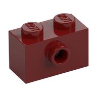 Brick Special 1 × 2 with 1 Center Stud on 1 Side, Bottom Stud Holder Dunkelrot