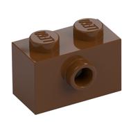 Brick Special 1 × 2 with 1 Center Stud on 1 Side, Bottom Stud Holder Rotbraun