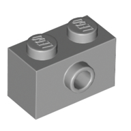 Brick Special 1 × 2 with 1 Center Stud on 1 Side, Bottom Stud Holder Hellblaugrau