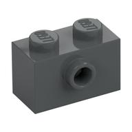 Brick Special 1 × 2 with 1 Center Stud on 1 Side, Bottom Stud Holder Dark Bluish Gray