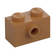 Brick Special 1 × 2 with 1 Center Stud on 1 Side, Bottom Stud Holder Mittelnougat