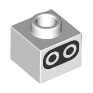 Plate 1 × 1 × 2/3 with Hole in Stud with Black Oval, Black/White Circles print White