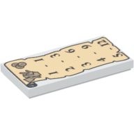 Tile 2 × 4 with Tan Scroll with Black Numbers Print Weiß