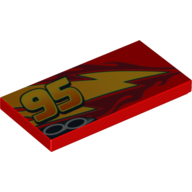 Tile 2 × 4 with Lightning, Exhaust Pipes and '95' Print Model Right Side Rot