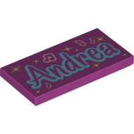 Tile 2 × 4 with 'Andrea' and Music Notes Print Magenta