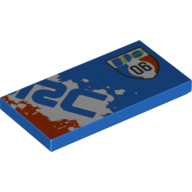 Tile 2 × 4 with 'WGP 06' and 'allinol' Print Model Right Side Blue