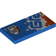 Tile 2 × 4 with 'WGP 06' and 'allinol' Print Model Left Side Blue
