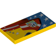Tile 2 × 4 with Stars and Stripes, 'WGP 24' Print Model Right Side Gelb