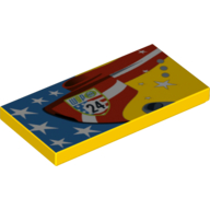 Tile 2 × 4 with Stars and Stripes, 'WGP 24' Print Model Left Side Gelb