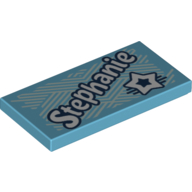 Tile 2 × 4 with 'Stephanie', Star print Mittelazur