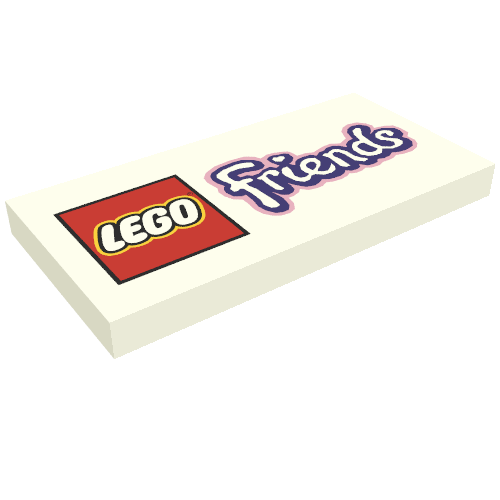 Tile 2 × 4 with LEGO Friends Logo, No Butterfly White
