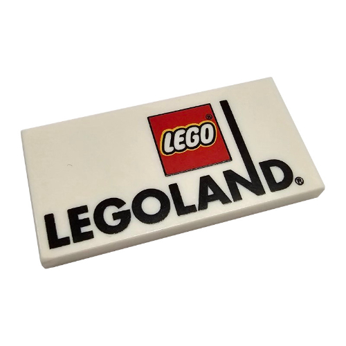 Tile 2 × 4 with LEGO Logo and 'LEGOLAND' Print White