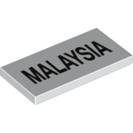 Tile 2 × 4 with 'MALAYSIA' Print White
