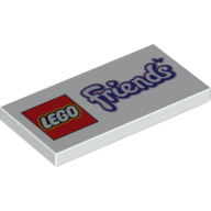 Tile 2 × 4 with LEGO Friends Logo with Butterfly Print White