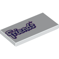 Tile 2 × 4 with Lego Friends Logo Print White