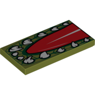 Tile 2 × 4 with Chima Crocodile Mouth and Tongue Print Olivgrün