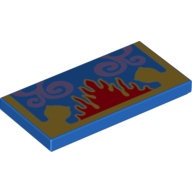 Tile 2 × 4 with Gold, Red and Lavender Oriental Rug Print Blue
