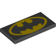 Tile 2 × 4 with Yellow Batman Logo Print Black