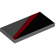Tile 2 × 4 with Black Triangle Lower Right and Red Diagonal Stripe print Dunkelblaugrau