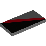 Tile 2 × 4 with Black Triangle Lower Left and Red Diagonal Stripe print Dunkelblaugrau