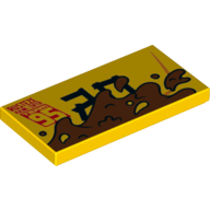 Tile 2 × 4 with '95' and Mud print Gelb