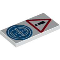 Tile 2 × 4 with Warning Sign and Helmet Mandatory Sign print Weiß