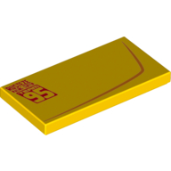 Tile 2 × 4 with Red Line and 95 Print Left Yellow