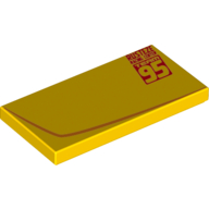 Tile 2 × 4 with Red Line and 95 Print Right Gelb